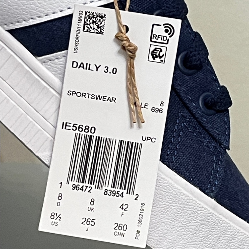 NIB adidas Men's Daily 3.0 Sneaker - Navy and White - Picture 2 of 8